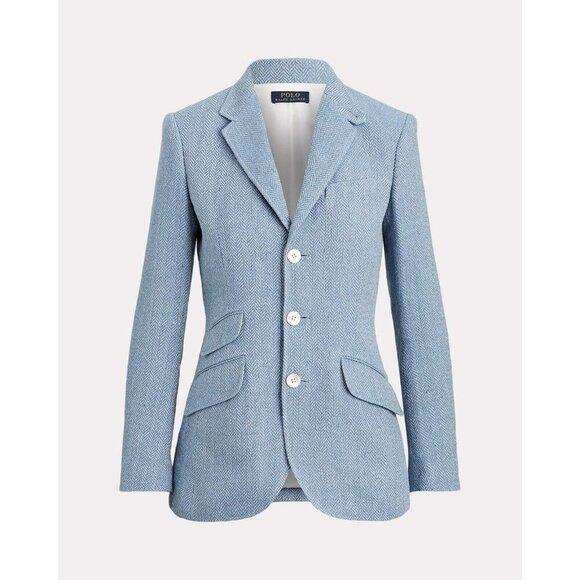 Polo Ralph Lauren Jackets & Blazers - Gorgeous Polo by Ralph Lauren Light Blue Linen Silk Herringbone Blazer